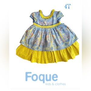 Foque sz 4t girls dress blue / yellow cotton